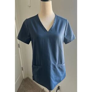 FIGS Scrubs 2 Hip Pockets Navy Blue Technical Collection Catarina Short Sleeve S